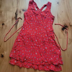 90s CDC Petites Red Floral Skater Dress
